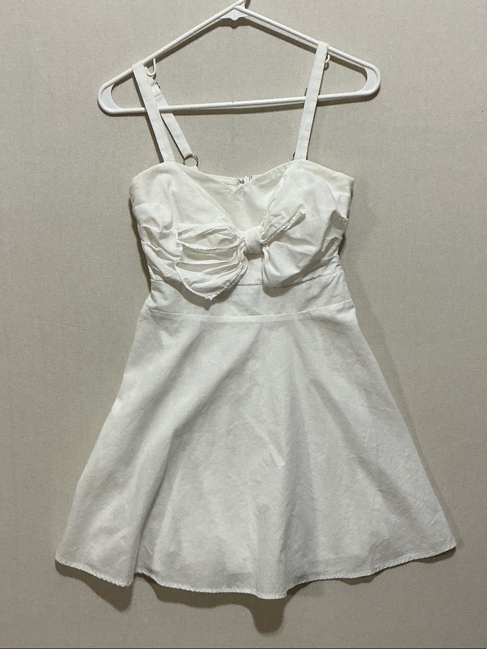 Love Riche White Bow-Front Mini Dress with Adjustable Straps